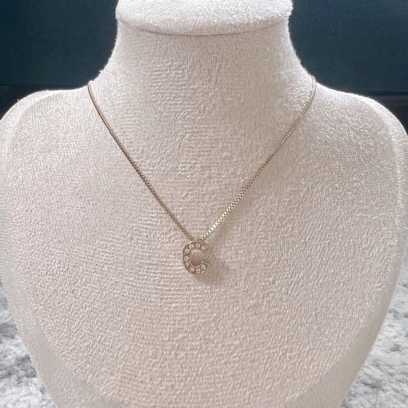 Anne Klein Gold Pave Initial “C” Necklace - Picture 2 of 9
